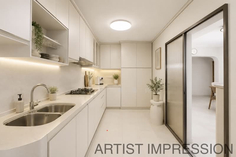 14 Eunos Crescent, 14 Eunos Crescent, 3 Bedrooms, 1,259 sqft, HDB Flat For Sale, by Bee 林美玲, 60195277 - Kitchen (Artist Impression) - PropertyGuru.com.sg