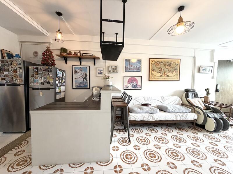 Open concept kitchen with bar counter