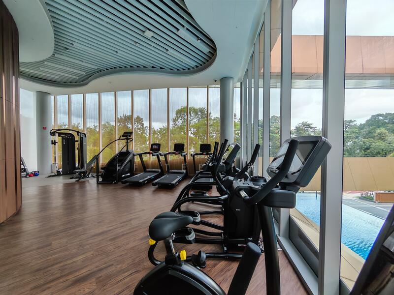 Gym room with steam bath inside