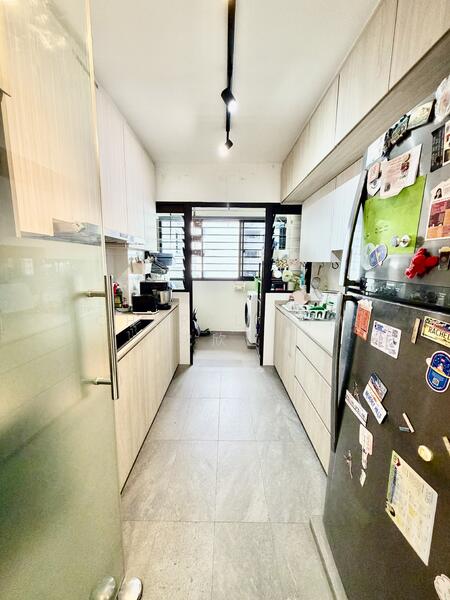 Kitchen with enclosed glass door