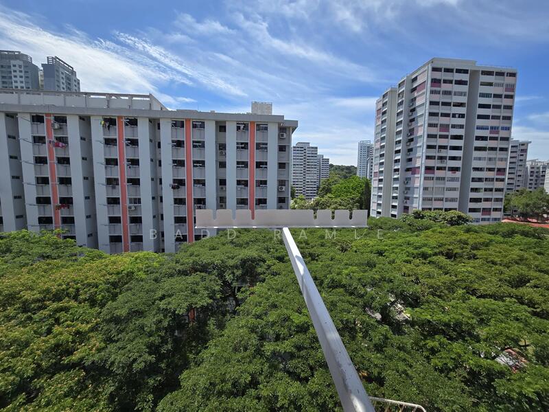 Kitchen view (outdoor laundry racks)