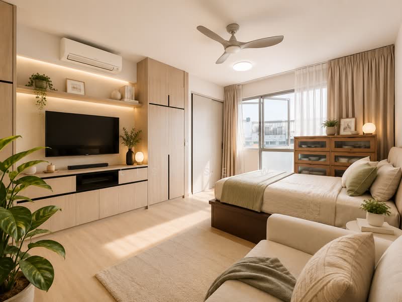 High Park Residences, 27 Fernvale Road, Studio, 398 sqft, Condominium For Sale, by Lisa Seow, 60229713 - Bedroom - AI Illustration* - PropertyGuru.com.sg