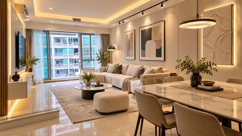 The Quintet, 40 Choa Chu Kang Street 64, Dairy Farm / Bukit Panjang / Choa Chu Kang, 3 Bedrooms, 1,259 sqft, Executive Condominium For Sale, by Charlene Liu, 60243037 - Living Room - PropertyGuru.com.sg