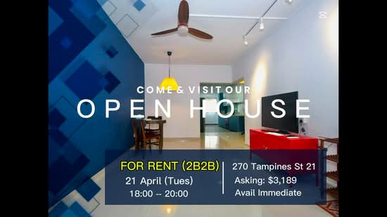 270 Tampines Street 21, 270 Tampines Street 21, 2 Bedrooms, 807 sqft, HDB Flat For Rent, by Tan Shin Ee, 60246362 - PropertyGuru.com.sg
