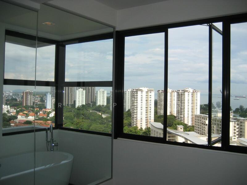 Bright scenic Master Bath.