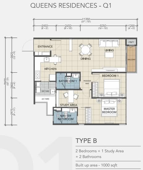 Queens Residences Q1 @ Queens Waterfront - Floor Plan - iProperty.com.my