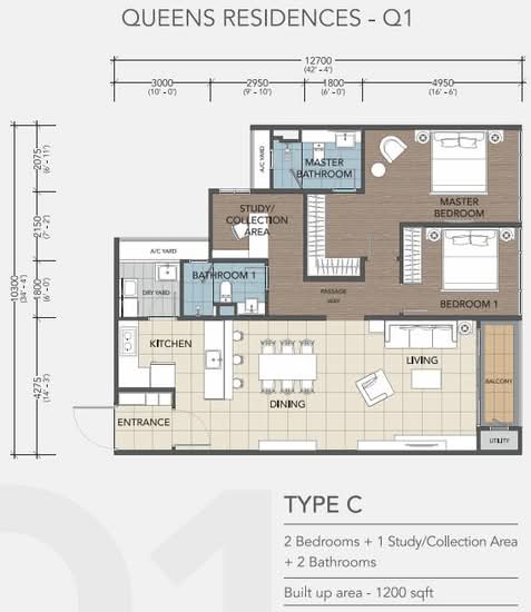 Queens Residences Q1 @ Queens Waterfront - Floor Plan - iProperty.com.my