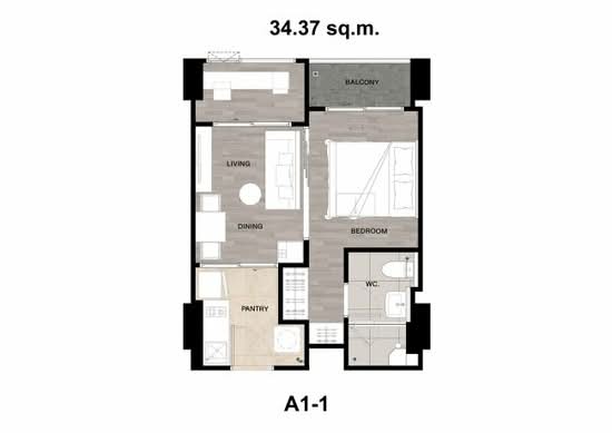 Niche Mono Sukhumvit - Puchao : นิช โมโน สุขุมวิท - ปู่เจ้า - Floor Plan