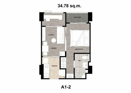 Niche Mono Sukhumvit - Puchao : นิช โมโน สุขุมวิท - ปู่เจ้า - Floor Plan