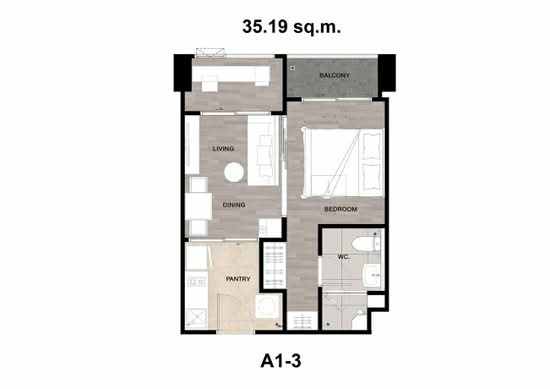 Niche Mono Sukhumvit - Puchao : นิช โมโน สุขุมวิท - ปู่เจ้า - Floor Plan