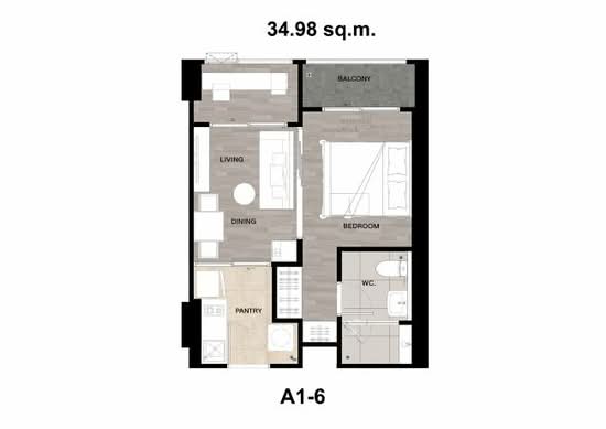 Niche Mono Sukhumvit - Puchao : นิช โมโน สุขุมวิท - ปู่เจ้า - Floor Plan