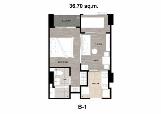 Niche Mono Sukhumvit - Puchao : นิช โมโน สุขุมวิท - ปู่เจ้า - Floor Plan