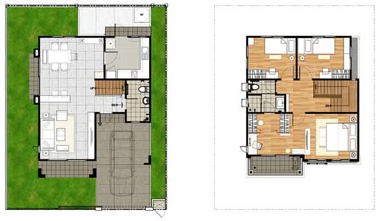 Pruksa Ville Pattanakarn 38-Onnut : พฤกษาวิลล์ พัฒนาการ 38-อ่อนนุช - Floor Plan