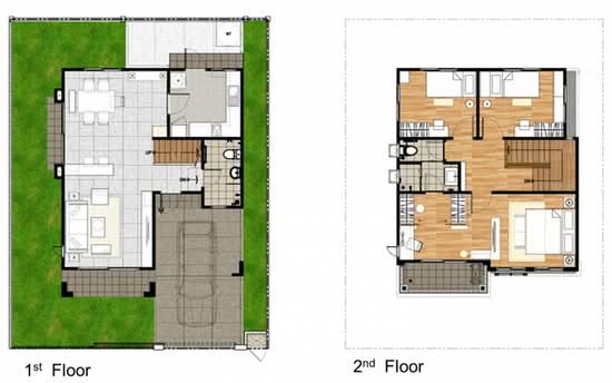 Pruksa Ville 57 Pattanakarn : พฤกษาวิลล์ 57 พัฒนาการ - Floor Plan