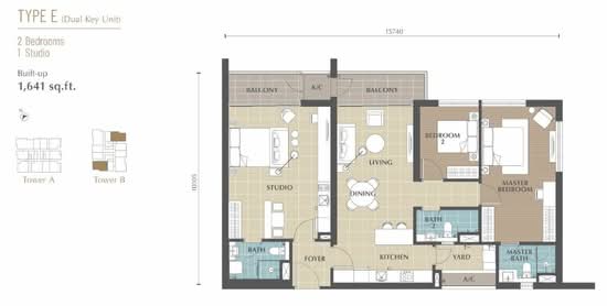 Jesselton Twin Towers - Floor Plan - iProperty.com.my