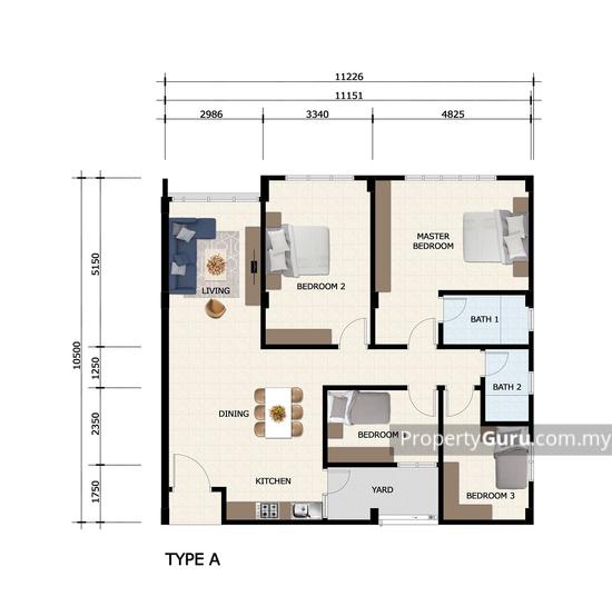 Merpati Indah Apartment @ Bandar Putra Kulai - Floor Plan - iProperty.com.my