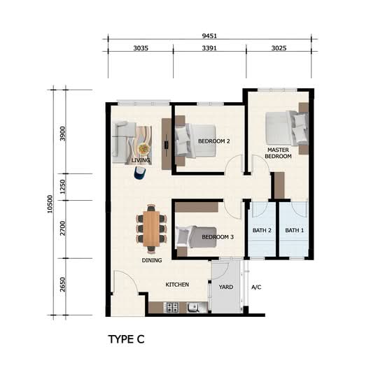 Merpati Indah Apartment @ Bandar Putra Kulai - Floor Plan - iProperty.com.my