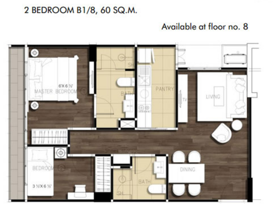 Dazzle Sukhumvit 7 : แดซเซิล สุขุมวิท 7 - Floor Plan