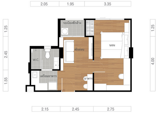 Lumpini Ville Sukhumvit 76-Bearing Station 2 - Floor Plan