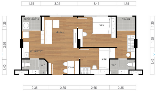 Lumpini Ville Sukhumvit 76-Bearing Station 2 - Floor Plan