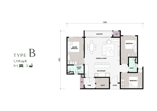 Curvo Type B floor plan in Setapak, Kuala Lumpur