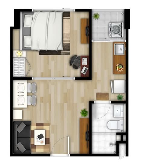 Ploen Ploen Condo Rangsit-Workpoint 1-2 : เพลิน เพลิน คอนโดมิเนียม รังสิต - เวิร์คพอยท์ 1-2 - Floor Plan