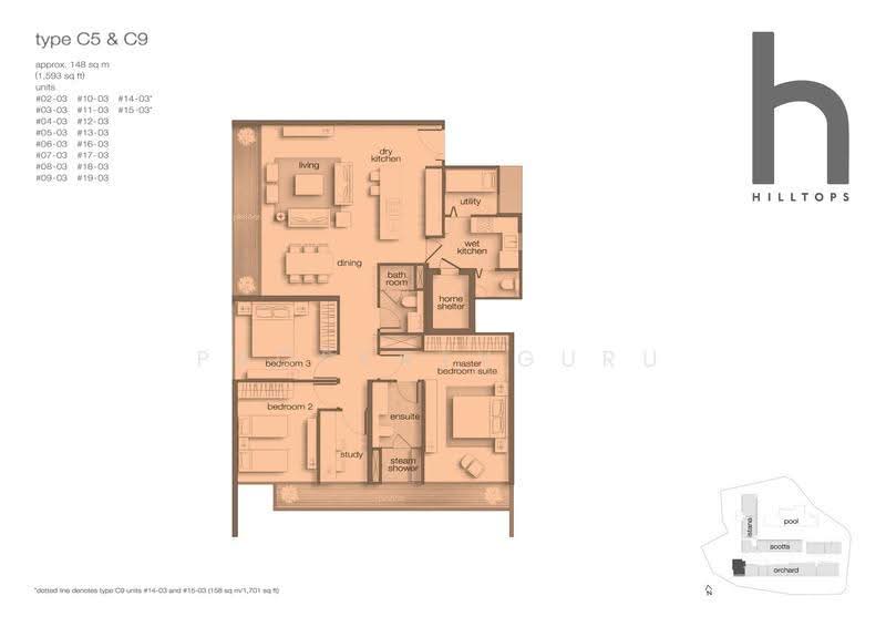 Hilltops, 99 Cairnhill Circle, Orchard / River Valley, 3 Bedrooms, 1,593 sqft, Condominium For Sale, by Diana Sutanto, 500276053 - 2D - PropertyGuru.com.sg
