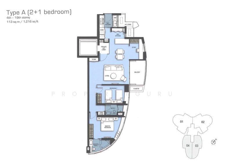 Newton One, 1 Newton Road, Newton / Novena, 2 Bedrooms, 1,216 sqft, Condominium For Rent, by Pauline Sim (沈梅梅), 25109568 - 2D - PropertyGuru.com.sg