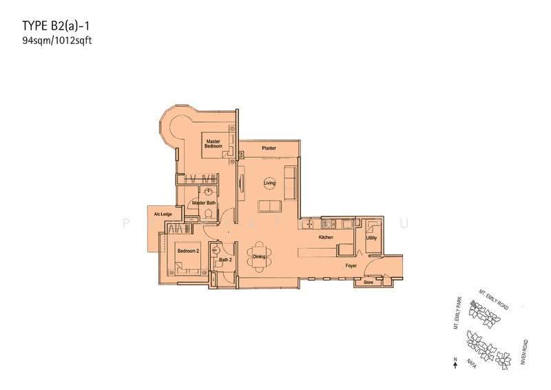 Parc Emily, 7 Mount Emily Road, Orchard / River Valley, 2 Bedrooms, 1,012 sqft, Condominium For Sale, by Justin Yew, 500271366 - 2D - PropertyGuru.com.sg