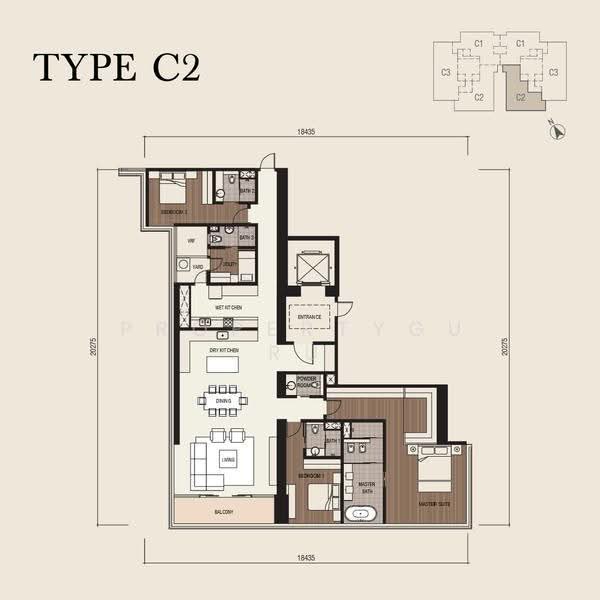 Kediaman Servis untuk Disewa di Four Seasons Place - Seon Sam - Level 36- 50 ( Type C2) - PropertyGuru.com.my