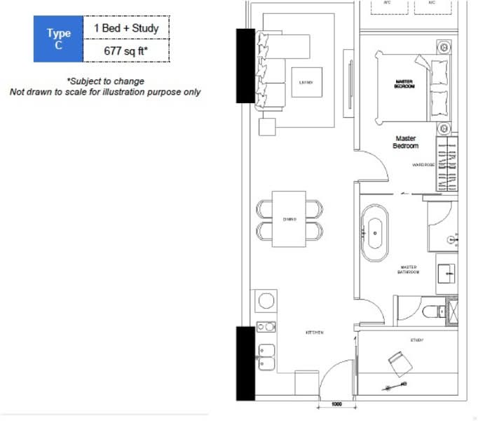 Kediaman Servis untuk Dijual di Puteri Cove Residences - TK Ding - Type C (1 bedroom) - PropertyGuru.com.my