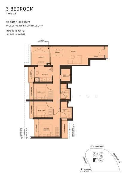 Promenade Peak, 1 Zion Road, Alexandra / Commonwealth, 3 Bedrooms, 1,033 sqft, Condominium For Sale, by Dennis Lim, 500273435 - 2D - PropertyGuru.com.sg