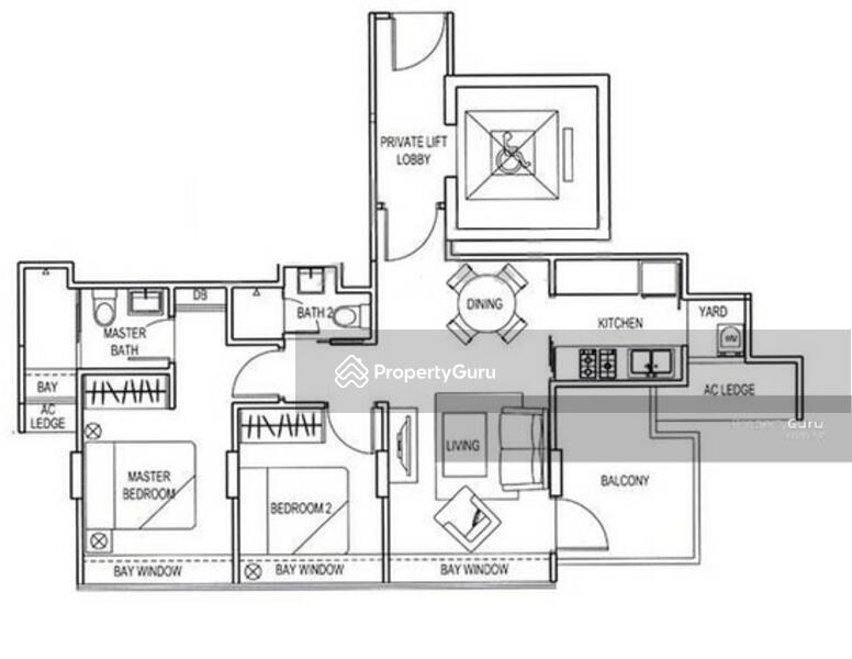 2-bedroom unit Sample Floor plan