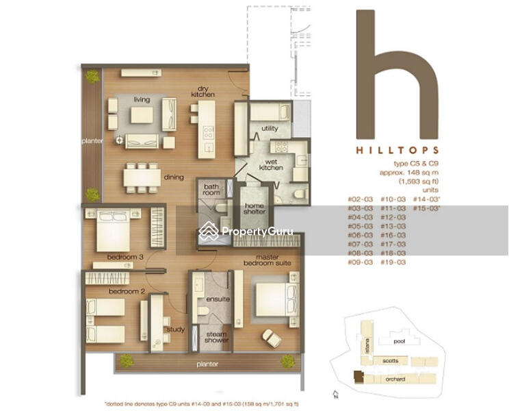 3+1 Bedroom Unit Sample Floor Plan