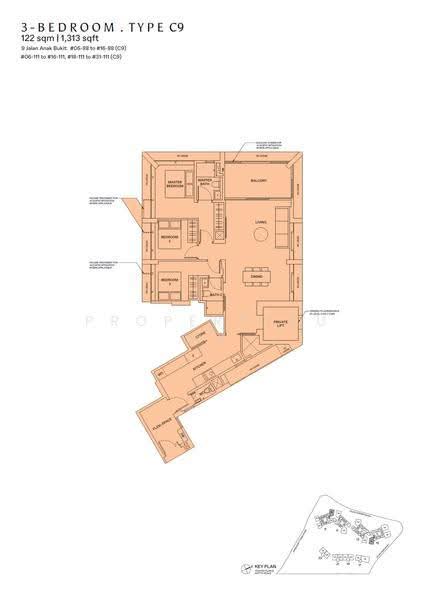 The Reserve Residences, 9 Jalan Anak Bukit, Clementi Park / Upper Bukit Timah, 3 Bedrooms, 1,313 sqft, Condominium For Sale, by Zen Tan, 500274663 - 2D - PropertyGuru.com.sg