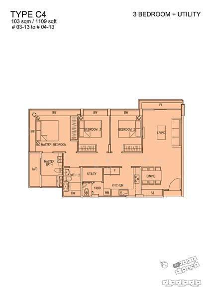 Residences Botanique, 30 32 Yio Chu Kang Road, Hougang / Punggol / Sengkang, 3 Bedrooms, 1,109 sqft, Condominium For Sale, by Erik Tan, 500274555 - 2D - PropertyGuru.com.sg