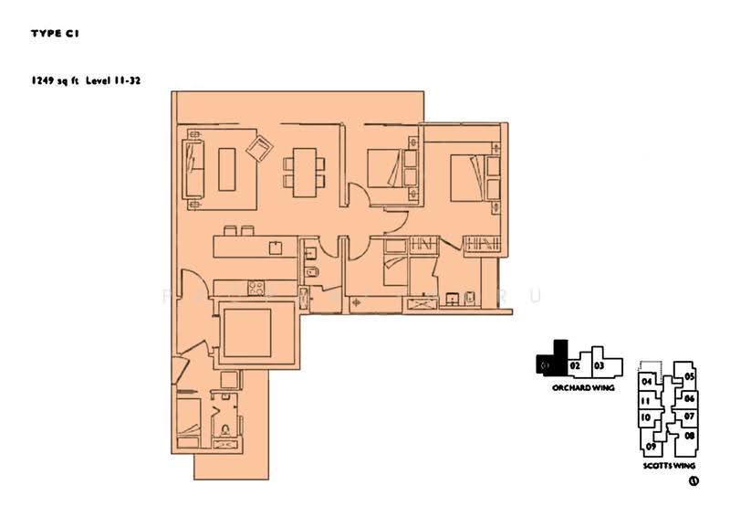 Scotts Square, 8 Scotts Road, Orchard / River Valley, 3 Bedrooms, 1,249 sqft, Apartment For Sale, by Renee Lim, 23523401 - 2D - PropertyGuru.com.sg