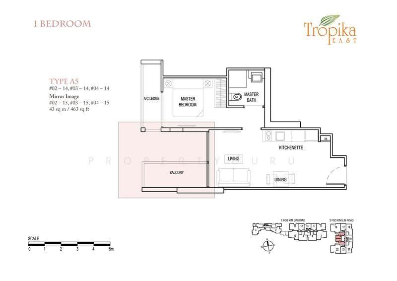 Tropika East, 3 Foo Kim Lin Road, Eunos / Geylang / Paya Lebar, 1 Bedroom, 463 sqft, Condominium For Sale, by Eugene Yap, 500274320 - 2D - PropertyGuru.com.sg