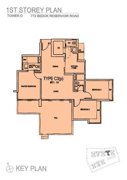 Waterfront Key, 772 Bedok Reservoir Road, Bedok / Upper East Coast, 3 Bedrooms, 1,389 sqft, Condominium For Sale, by Xavier Ng, 500281530 - 2D - PropertyGuru.com.sg