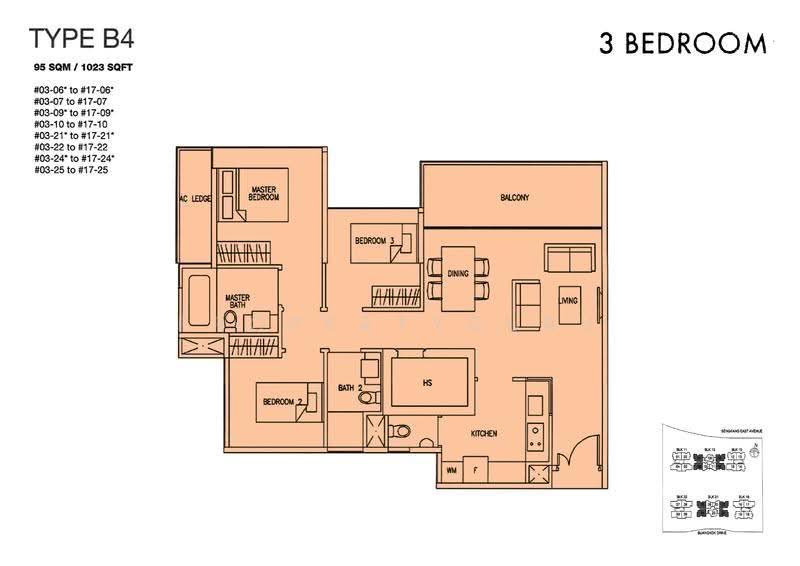 Austville Residences, 11 Sengkang East Avenue, Hougang / Punggol / Sengkang, 3 Bedrooms, 1,023 sqft, Condominium For Sale, by Qristine Goh, 500283386 - 2D - PropertyGuru.com.sg