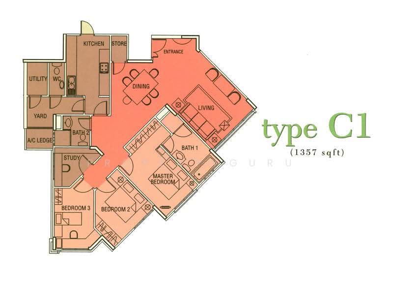 Simei Green Condominium, 9 Simei Street 4, Pasir Ris / Tampines, 3 Bedrooms, 1,356 sqft, Condominium For Sale, by Allen Lim, 500274139 - 2D - PropertyGuru.com.sg