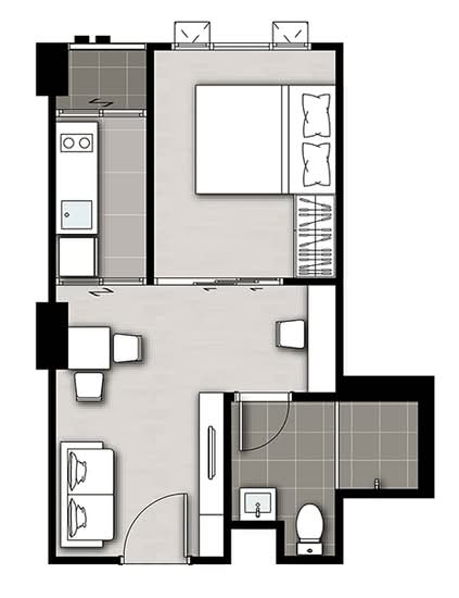 Notting Hill Hyde Park-Sapanmai : น็อตติ้ง ฮิลล์ ไฮด์ พาร์ค-สะพานใหม่ - Floor Plan