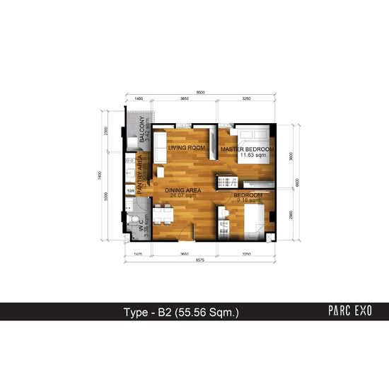 PARC EXO Kaset-Nawamintra : พาร์ค เอ็กซ์โซ เกษตร-นวมินทร์ - Floor Plan