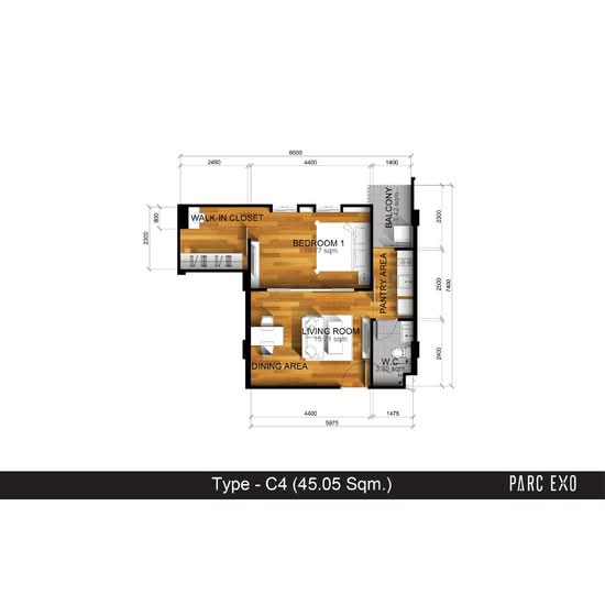 PARC EXO Kaset-Nawamintra : พาร์ค เอ็กซ์โซ เกษตร-นวมินทร์ - Floor Plan