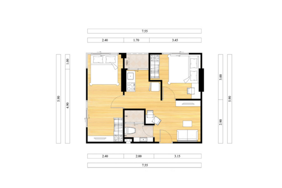 The Crystal Condo 2 Rewadee - Floor Plan