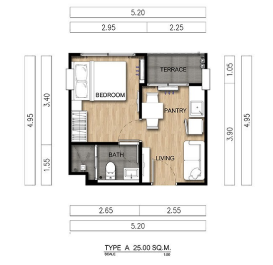 Feel Condominium Ladprao 33 : ฟีล คอนโดมิเนียม ลาดพร้าว 33 - Floor Plan