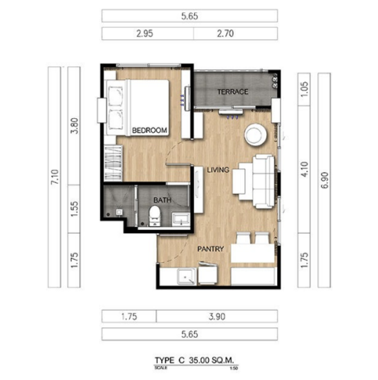 Feel Condominium Ladprao 33 : ฟีล คอนโดมิเนียม ลาดพร้าว 33 - Floor Plan