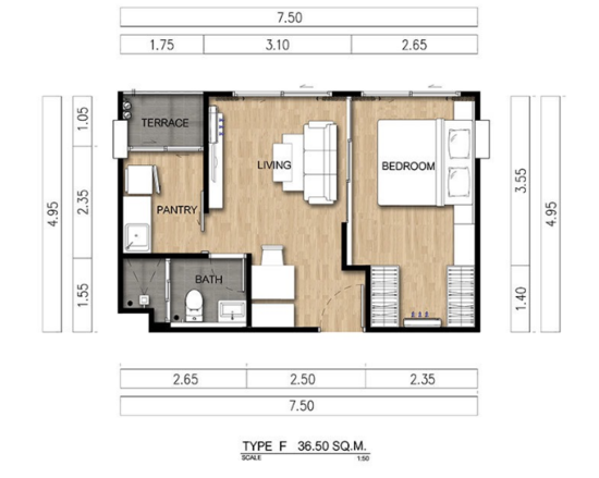 Feel Condominium Ladprao 33 : ฟีล คอนโดมิเนียม ลาดพร้าว 33 - Floor Plan