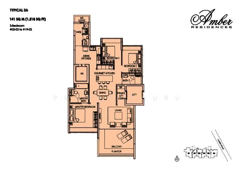 Amber Residences, 50 Amber Road, East Coast / Marine Parade, 3 Bedrooms, 1,518 sqft, Condominium For Sale, by Leo Lim, 500272794 - 2D - PropertyGuru.com.sg