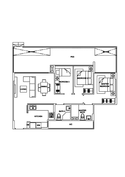 La Fiesta, 58 Sengkang Square, 3 Bedrooms, 1,195 sqft, Condominium For Rent, by Kenneth Shi, 500195878 - PropertyGuru.com.sg
